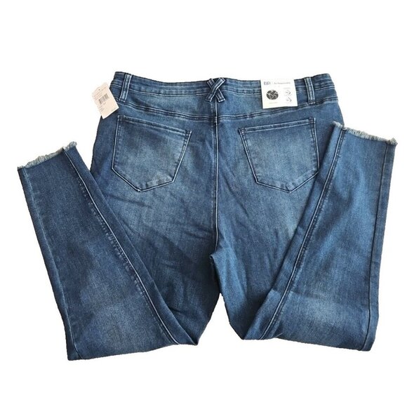 Nordstrom BP. Raw Hem Jeans Ladies Size 18 Dark Wash Button Front New With Tags - Picture 13 of 16